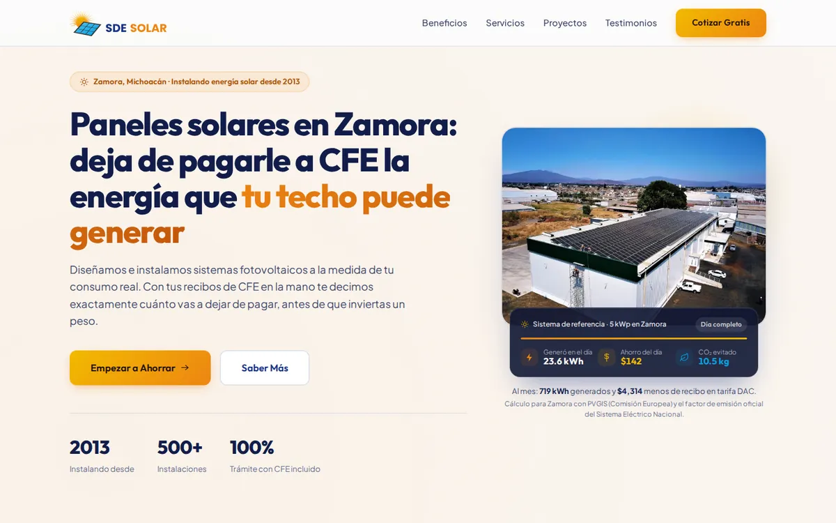 Página de SDE Solar